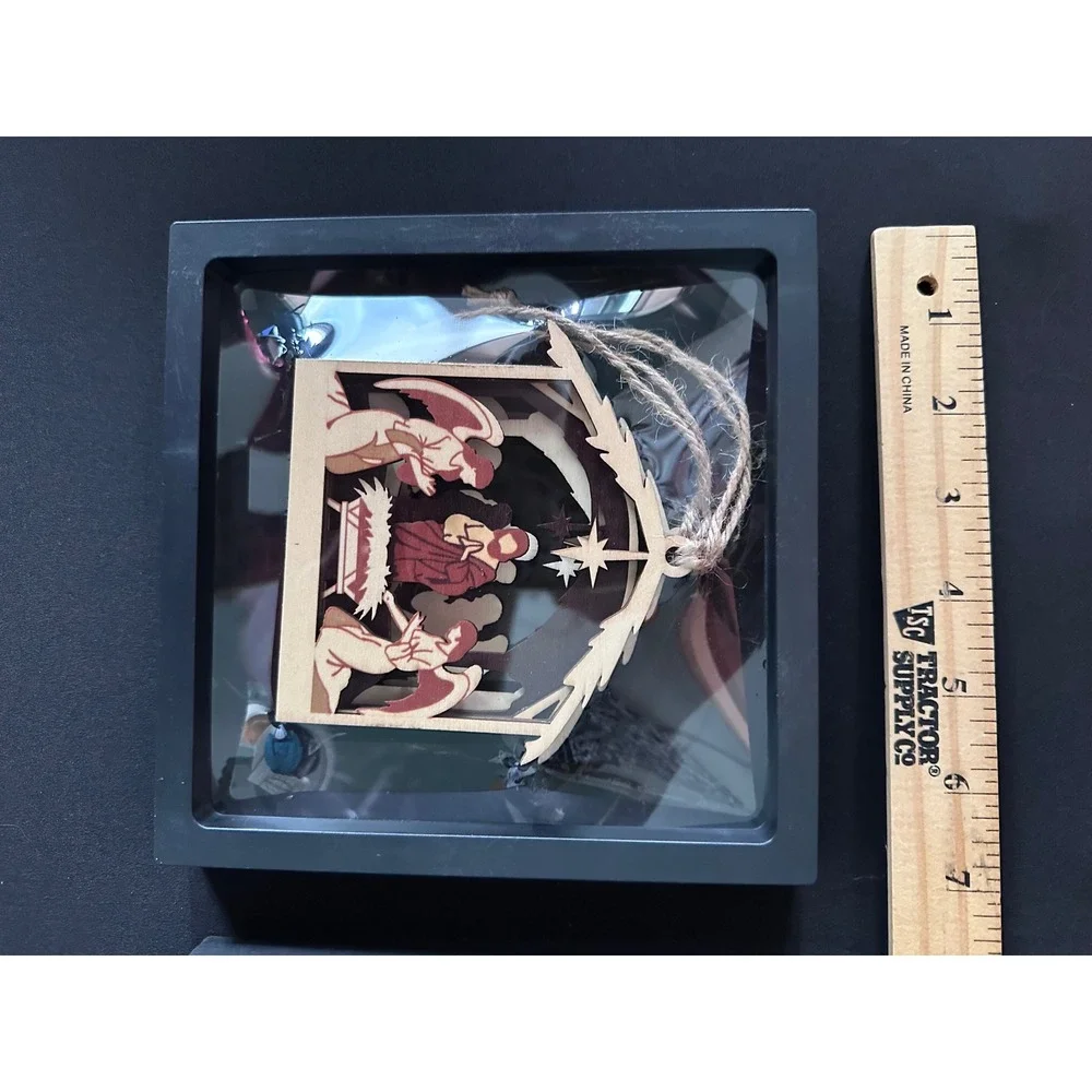 Yelsky Wooden Nativity Scene 3D Layered Christmas‎ Ornament in Shadow Box Frame